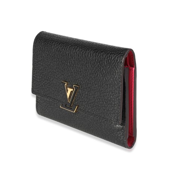 Louis Vuitton Black & Pink Taurillon Leather Capucines Compact Wallet - Picture 2 of 6